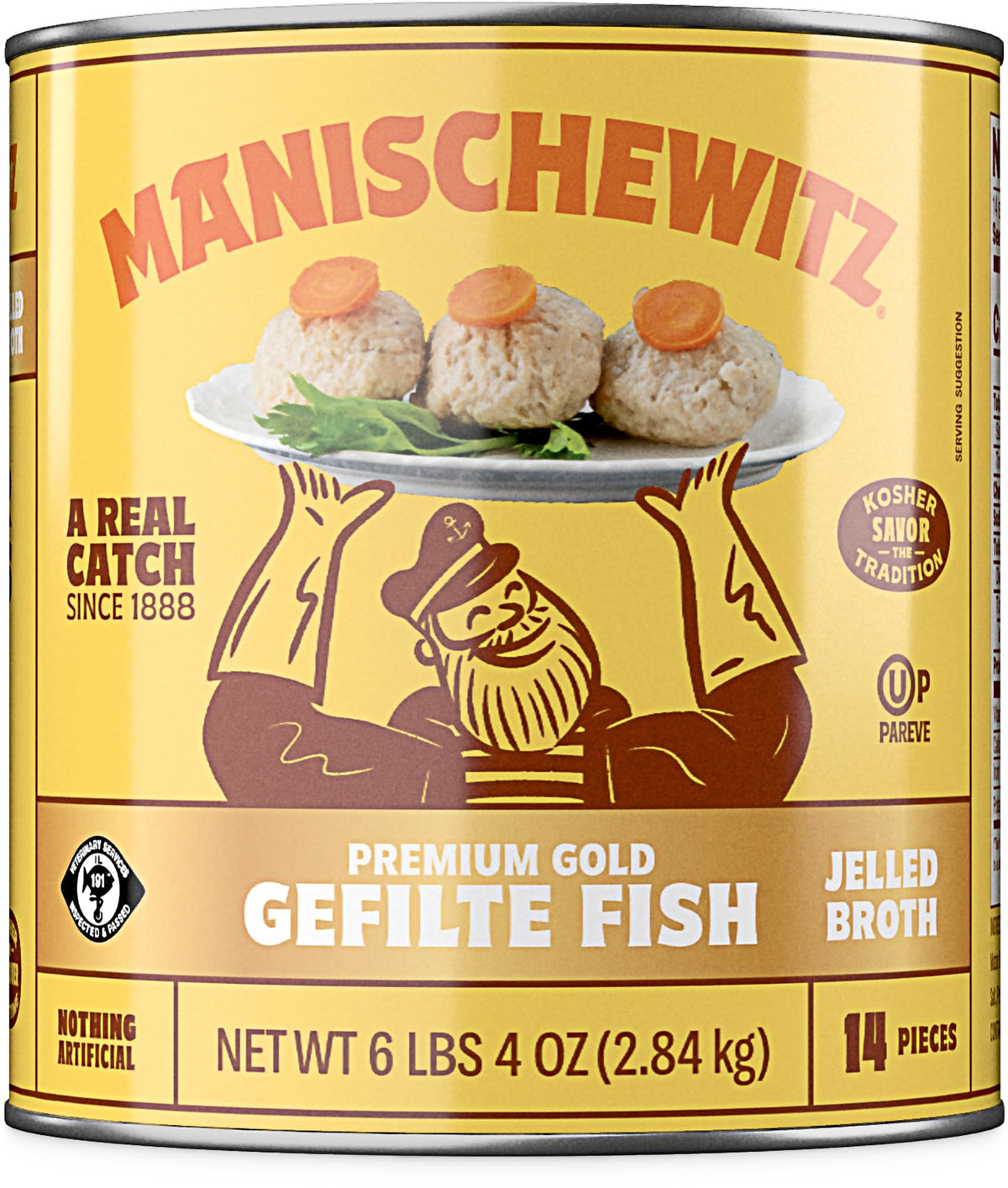 Manischewitz Premium Gold Gefilte Fish — 14 Pieces in Jelled Broth, No MSG