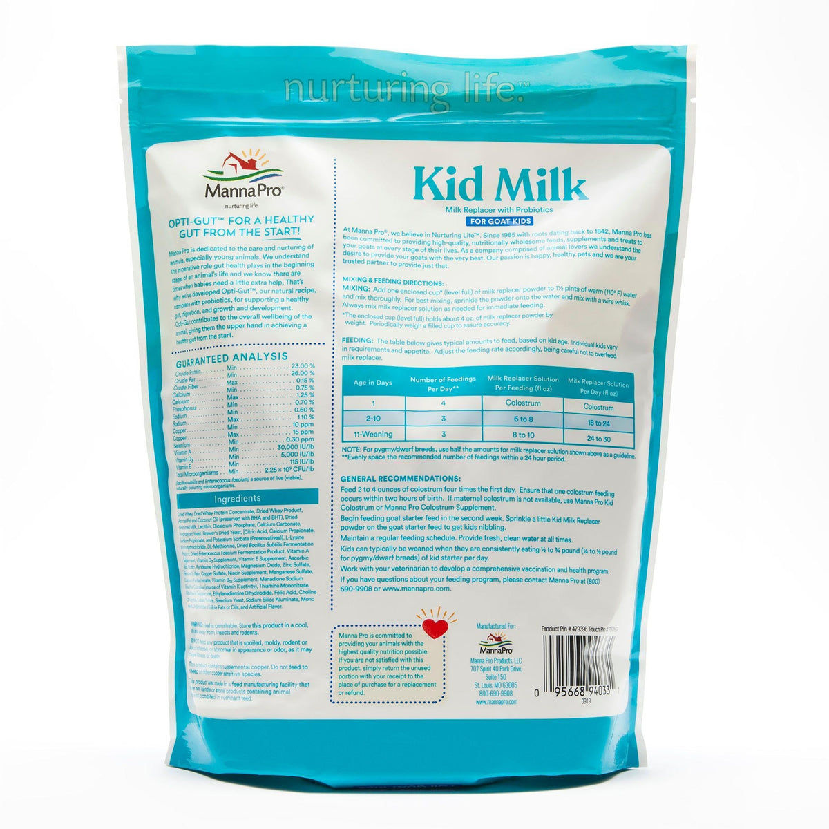 Manna Pro Goat Kid Milk Replacer – High-Protein Formula with Opti-Gut, Easy-to-Mix (4 lb)