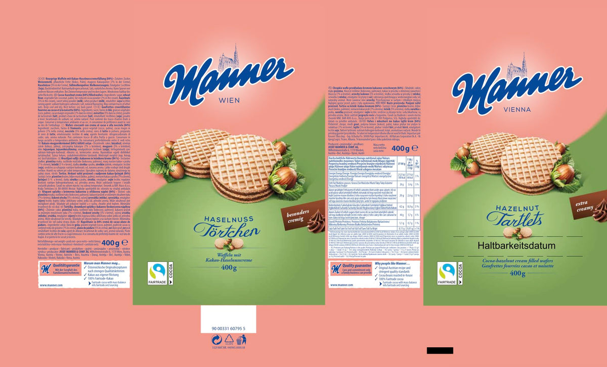 Manner Original Neopolitaner Hazelnut Wafers – 2-Pack, Made in Austria