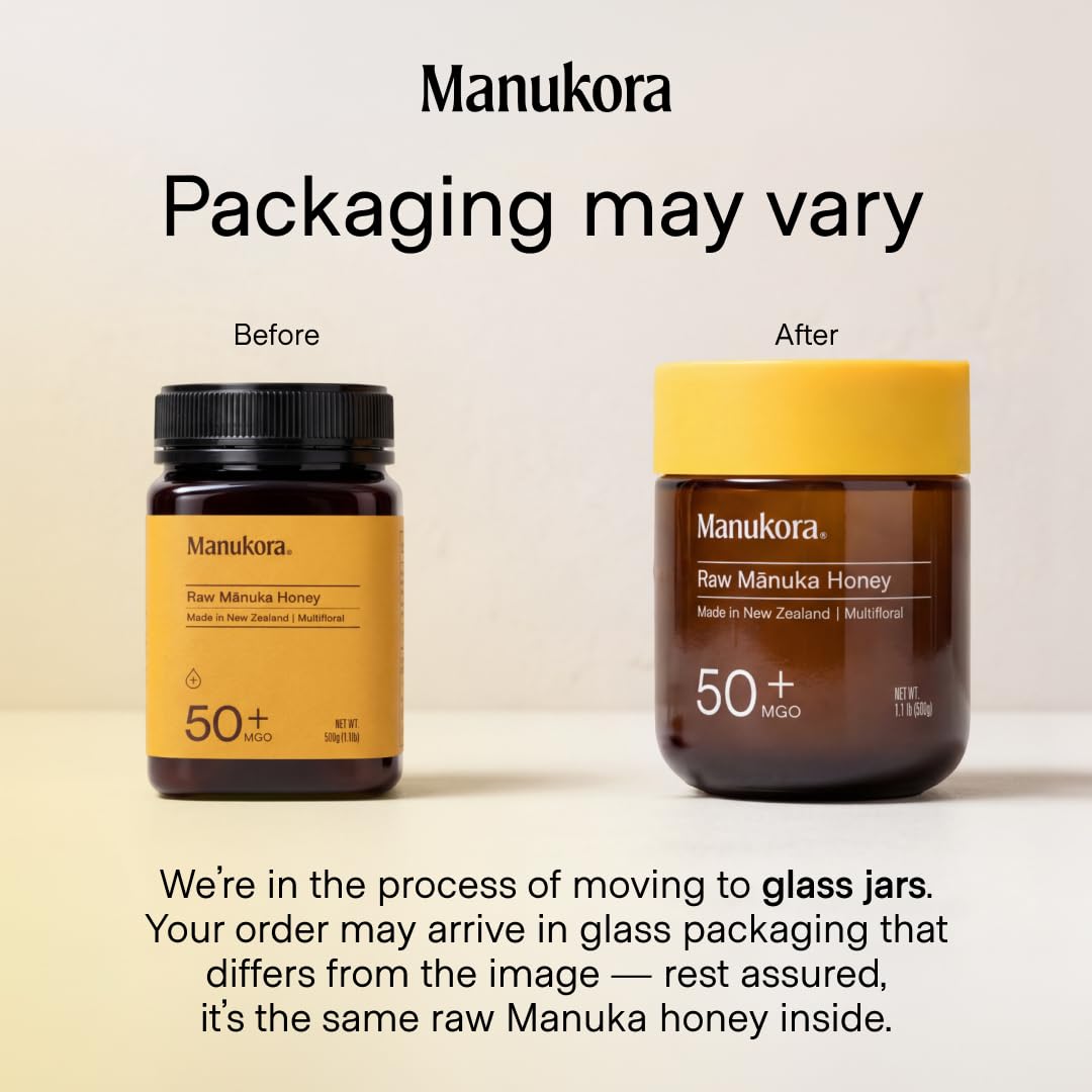 Manukora Raw Manuka Honey MGO 50+ 500g – Traceable NZ Honey, Non-GMO, Glyphosate Free