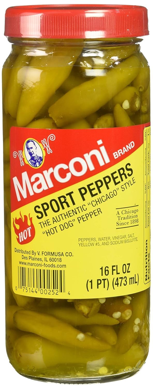 Marconi Sport Peppers & Green Relish 2 Pack – Chicago-Style Hot Dog Toppings (32 oz Total)