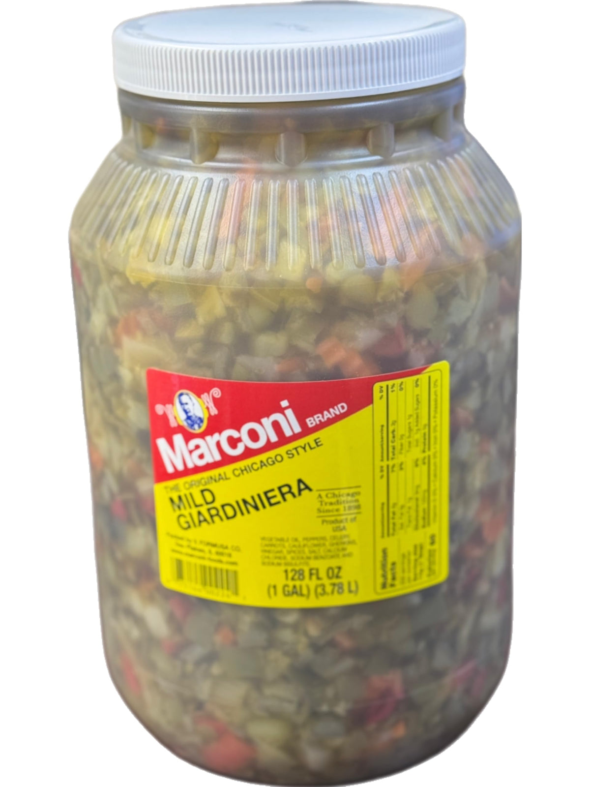 Marconi Mild Giardiniera Chicago-Style Vegetable Mix – 1 Gallon Bulk Jug