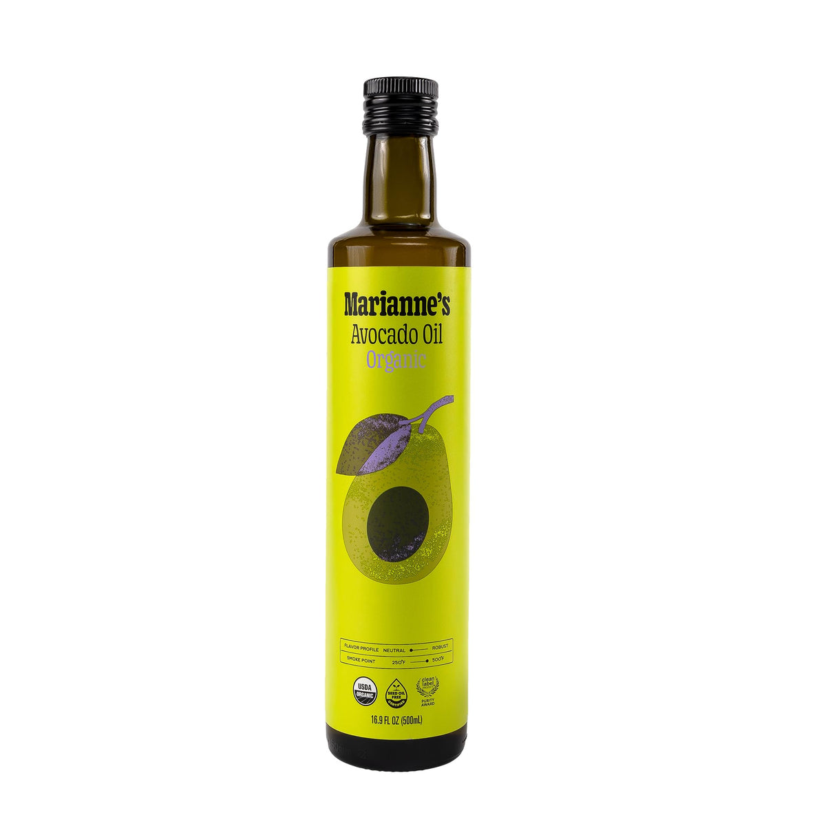 Marianne’s Organic Avocado Oil – 100% Pure, High-Heat Up to 500°F | Clean Label Project Purity Award