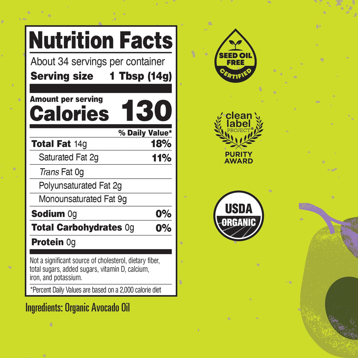 Marianne’s Organic Avocado Oil – 100% Pure, High-Heat Up to 500°F | Clean Label Project Purity Award