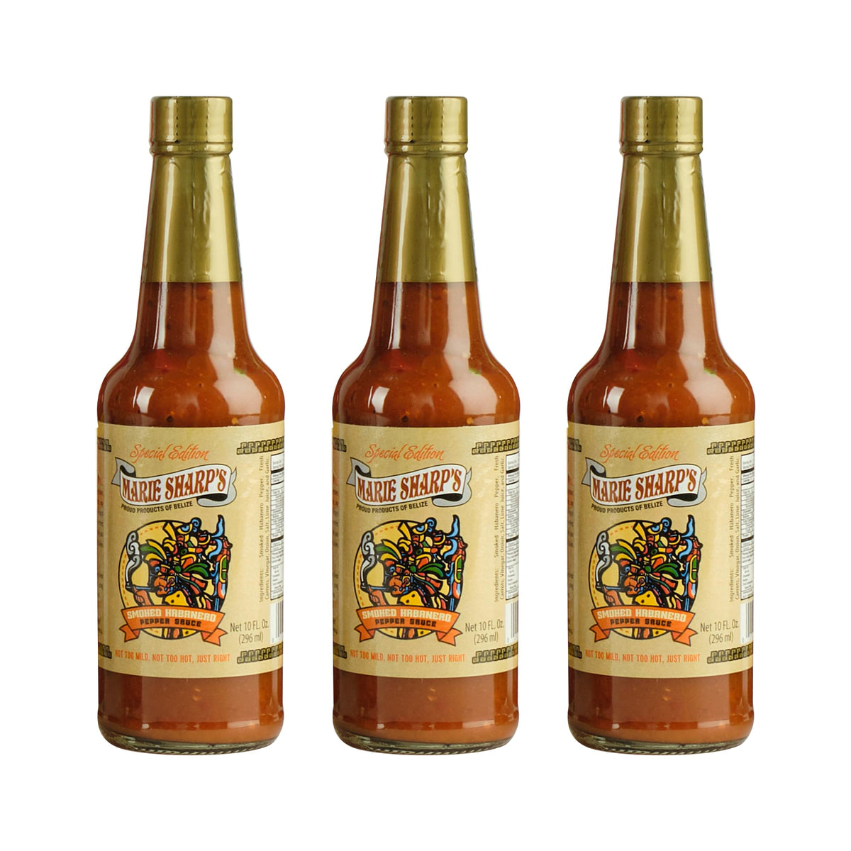 Marie Sharp’s Smoked Habanero Pepper Sauce – 10 oz (Pack of 3) | Belizean All-Natural Gluten-Free Hot Sauce