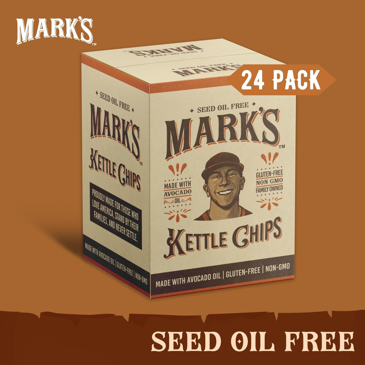 Mark’s Kettle Cooked Avocado Oil Potato Chips – Sea Salt, Gluten Free & Seed Oil Free (1 oz, Pack of 24)