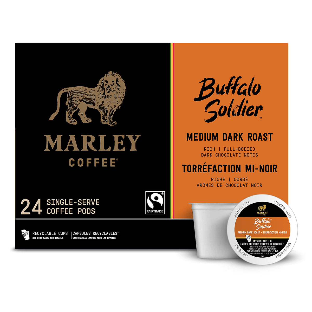 Marley Coffee Buffalo Soldier K-Cup Compatible Capsules – Medium-Dark Roast, 24 Count (Packaging May Vary)
