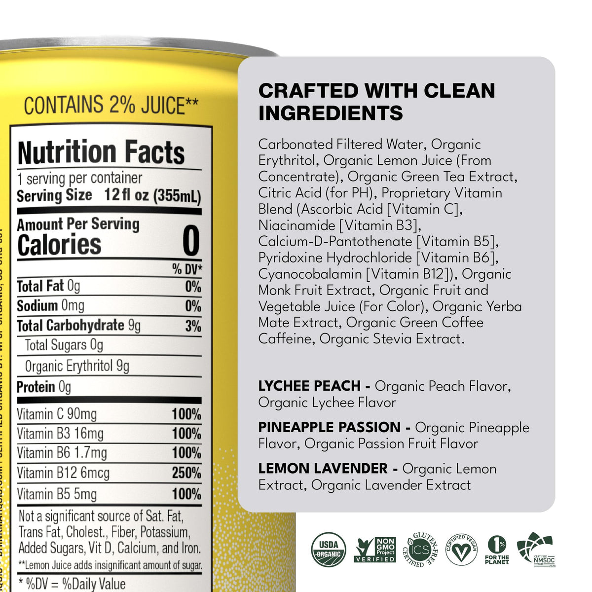 Marquis Natural Energy Drinks – Sugar Free, 100mg Caffeine, Plant-Based (12 Cans)