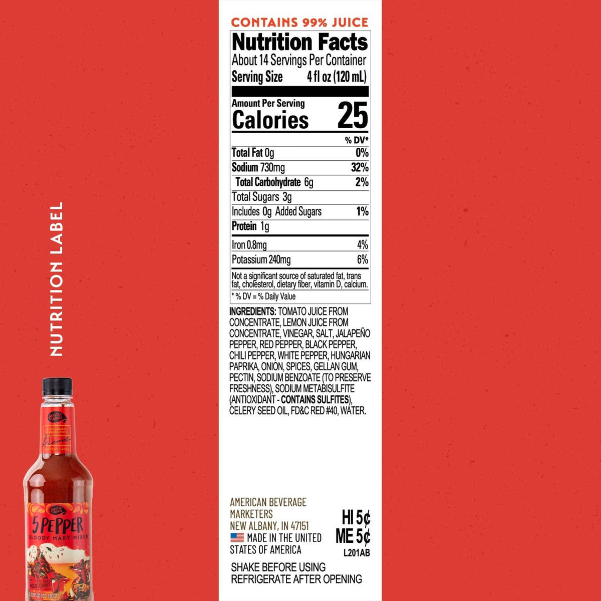 Master of Mixes 5 Pepper Extra Spicy Bloody Mary Mix – Ready-To-Use 1.75L (Pack of 3)