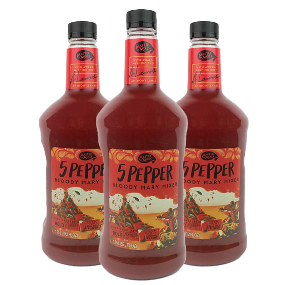 Master of Mixes 5 Pepper Extra Spicy Bloody Mary Mix – Ready-To-Use 1.75L (Pack of 3)