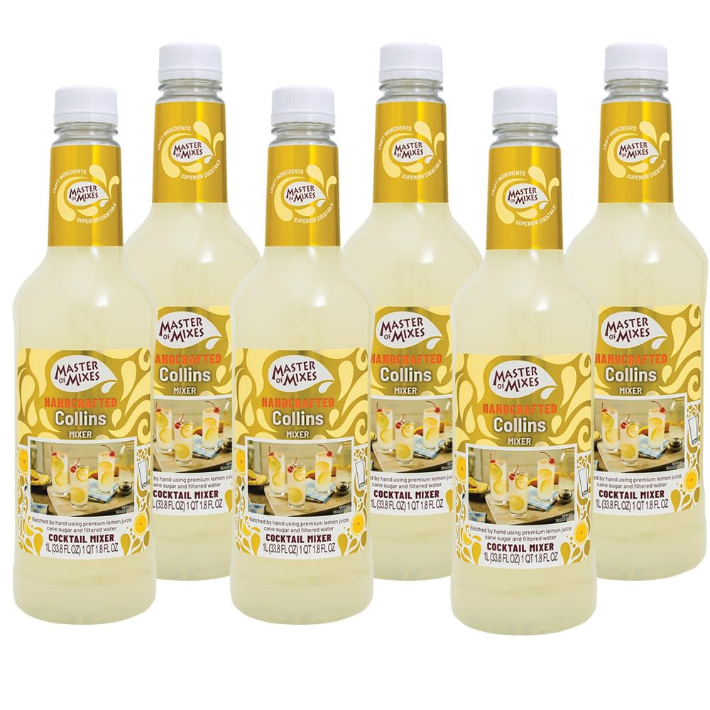 Master of Mixes Collins Drink Mix – Ready-to-Use 1L Bottles, Pack of 6