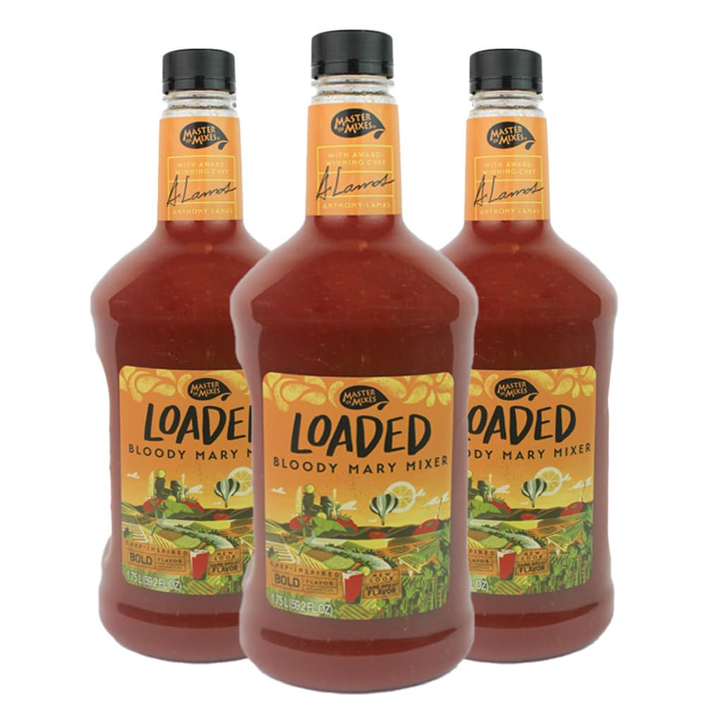 Master of Mixes Loaded Bloody Mary Drink Mix – Ready to Use, 1.75L Bottle, Pack of 3