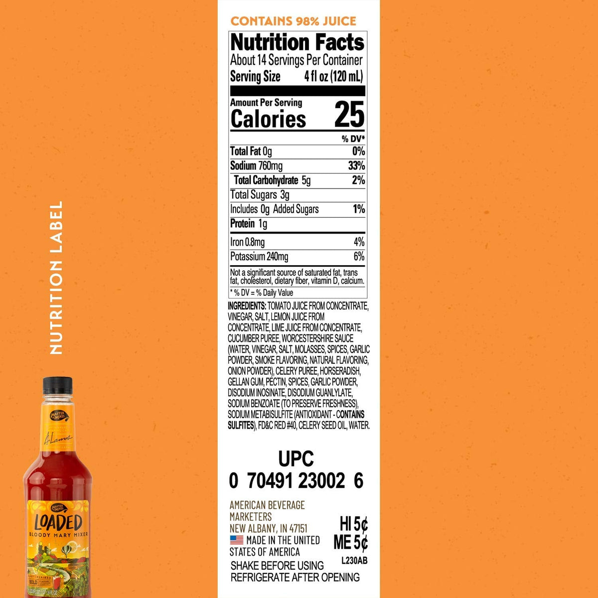 Master of Mixes Loaded Bloody Mary Drink Mix – Ready to Use, 1.75L Bottle, Pack of 3