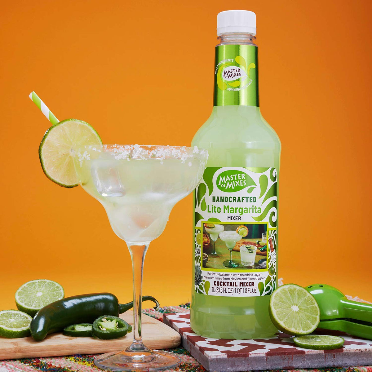 Master of Mixes Margarita Lite Drink Mix – Sugar-Free Margarita, 1.75L Bottle, 3-Pack