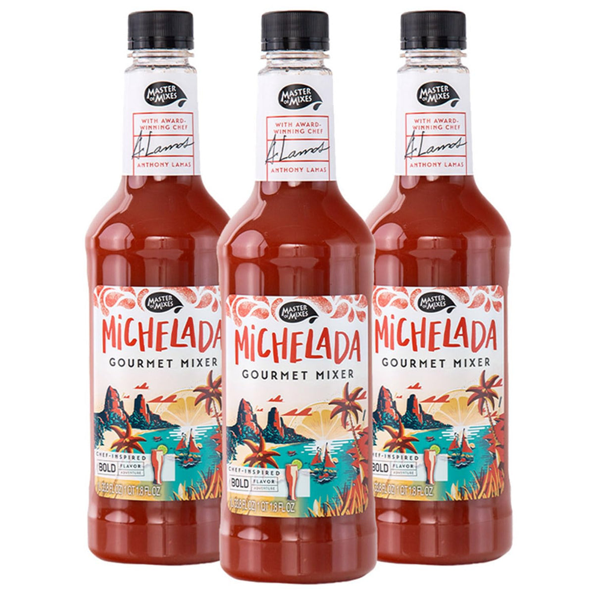 Master of Mixes Michelada Drink Mix – Ready-To-Use, 3 x 1L Bottles