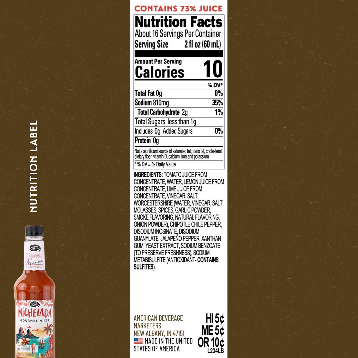 Master of Mixes Michelada Drink Mix – Ready-To-Use, 3 x 1L Bottles