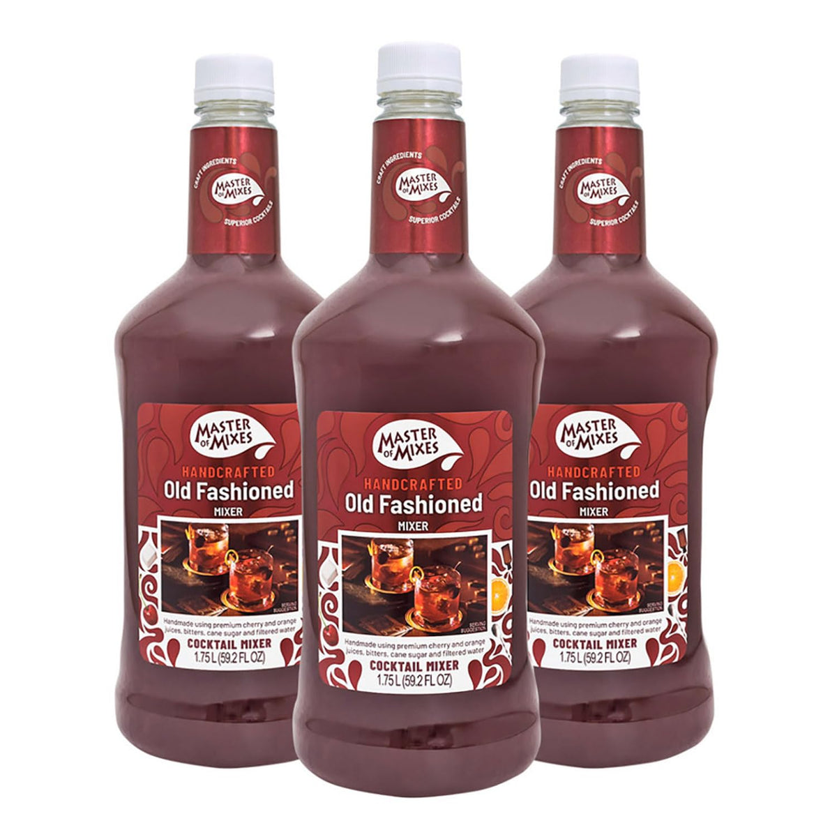 Master of Mixes Old Fashioned Drink Mix – Ready-To-Use 1.75L Bottle, Pack of 3