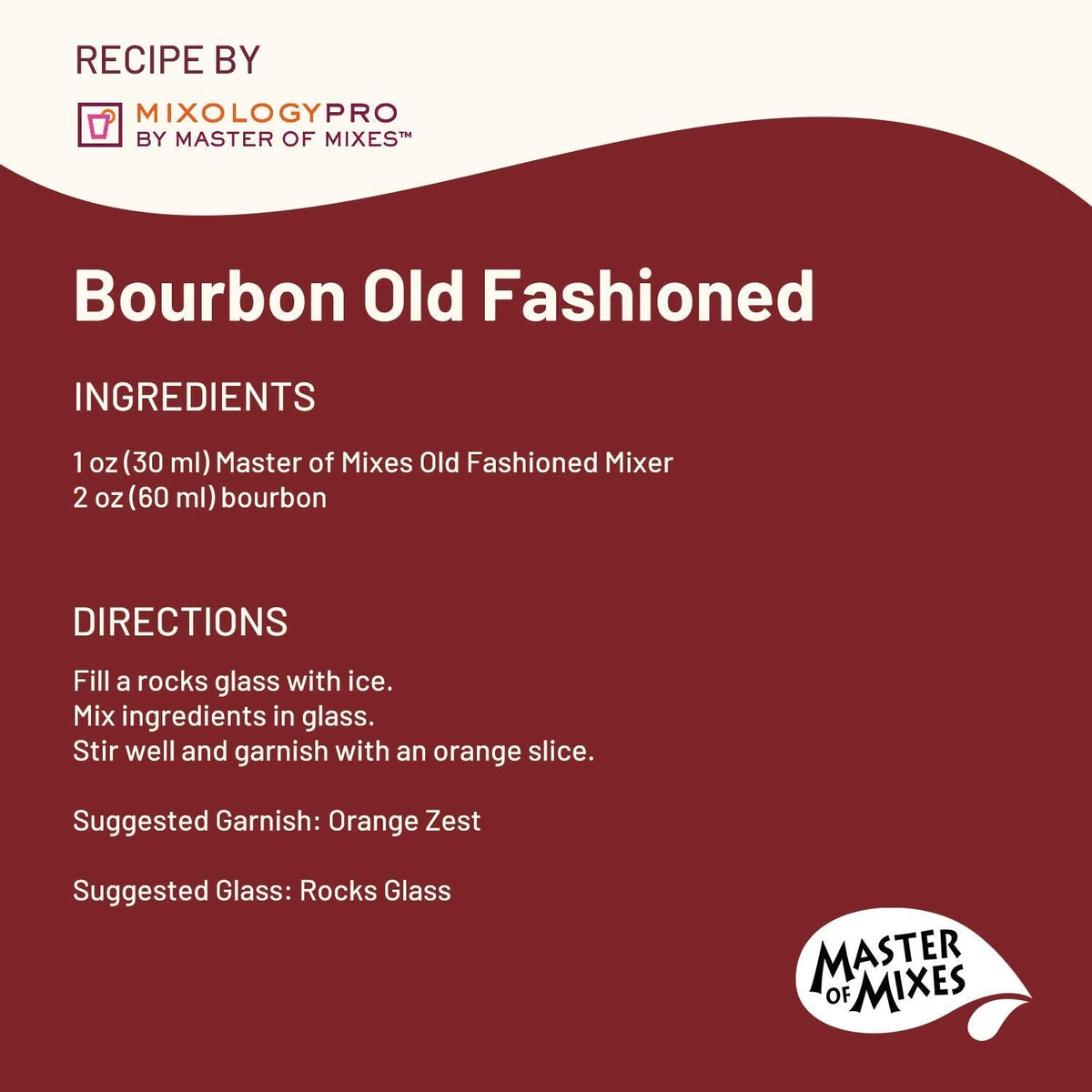Master of Mixes Old Fashioned Drink Mix – Ready-To-Use 1.75L Bottle, Pack of 3