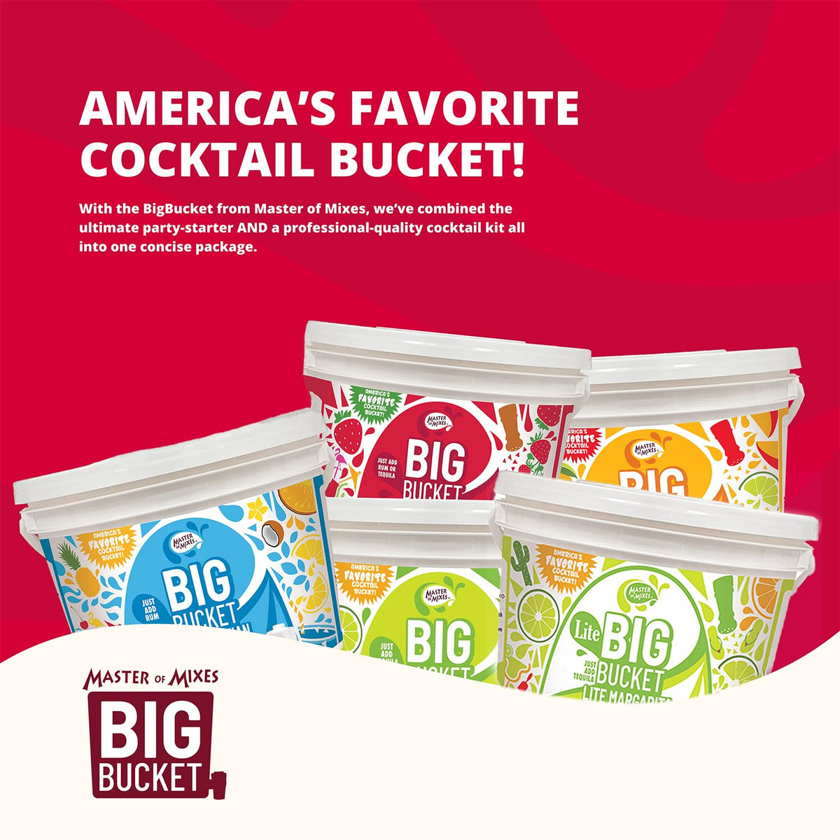Master of Mixes Strawberry Daiquiri/Margarita Mix BigBucket – Ready to Use, 96 oz
