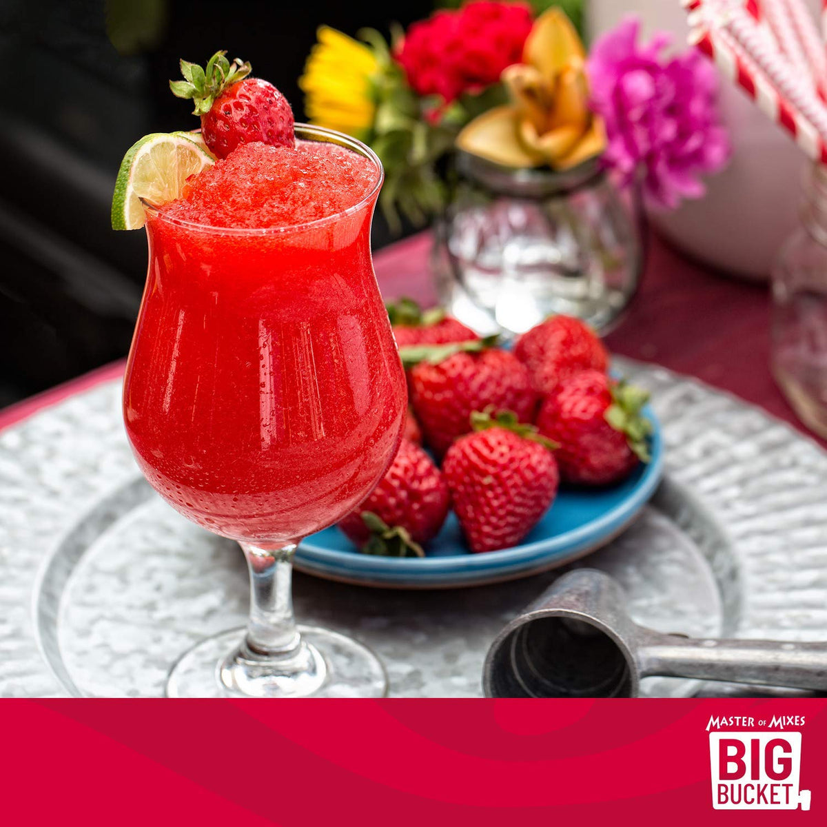 Master of Mixes Strawberry Daiquiri/Margarita Mix BigBucket – Ready to Use, 96 oz