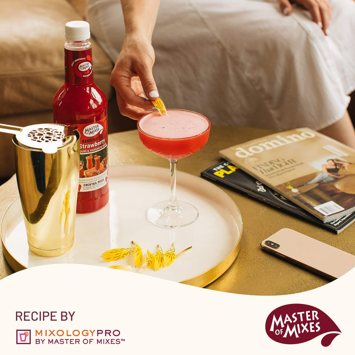 Master of Mixes Strawberry Daiquiri/Margarita Mix – Ready-To-Use 1.75L Bottle (59.2 fl oz) Pack of 3
