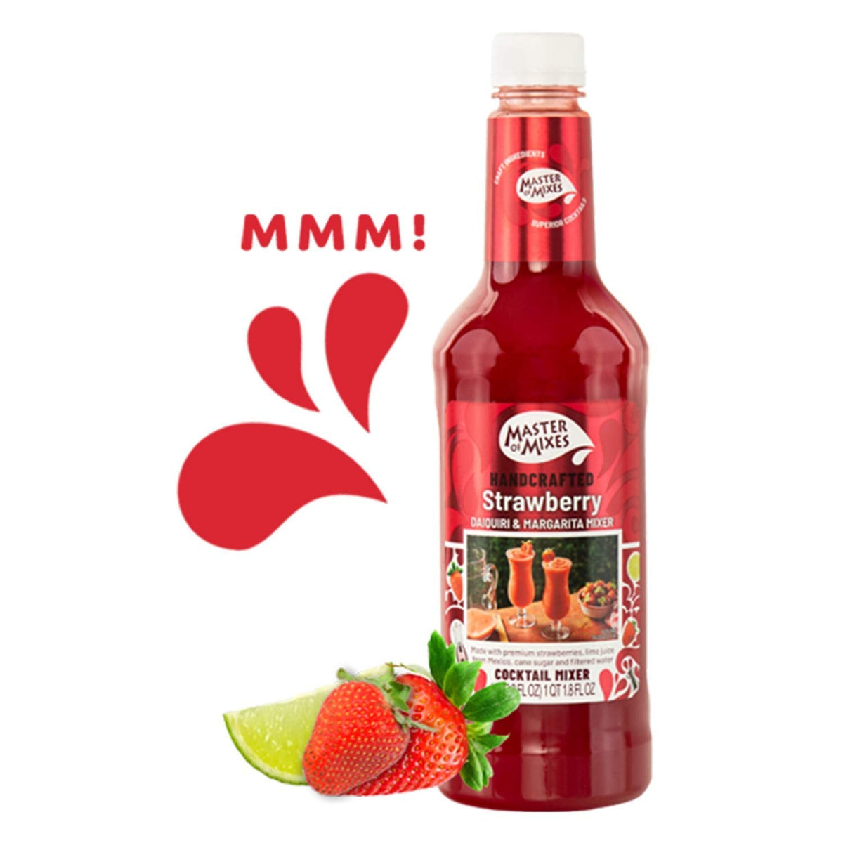 Master of Mixes Strawberry Daiquiri/Margarita Mix – Ready-To-Use 1.75L Bottle (59.2 fl oz) Pack of 3