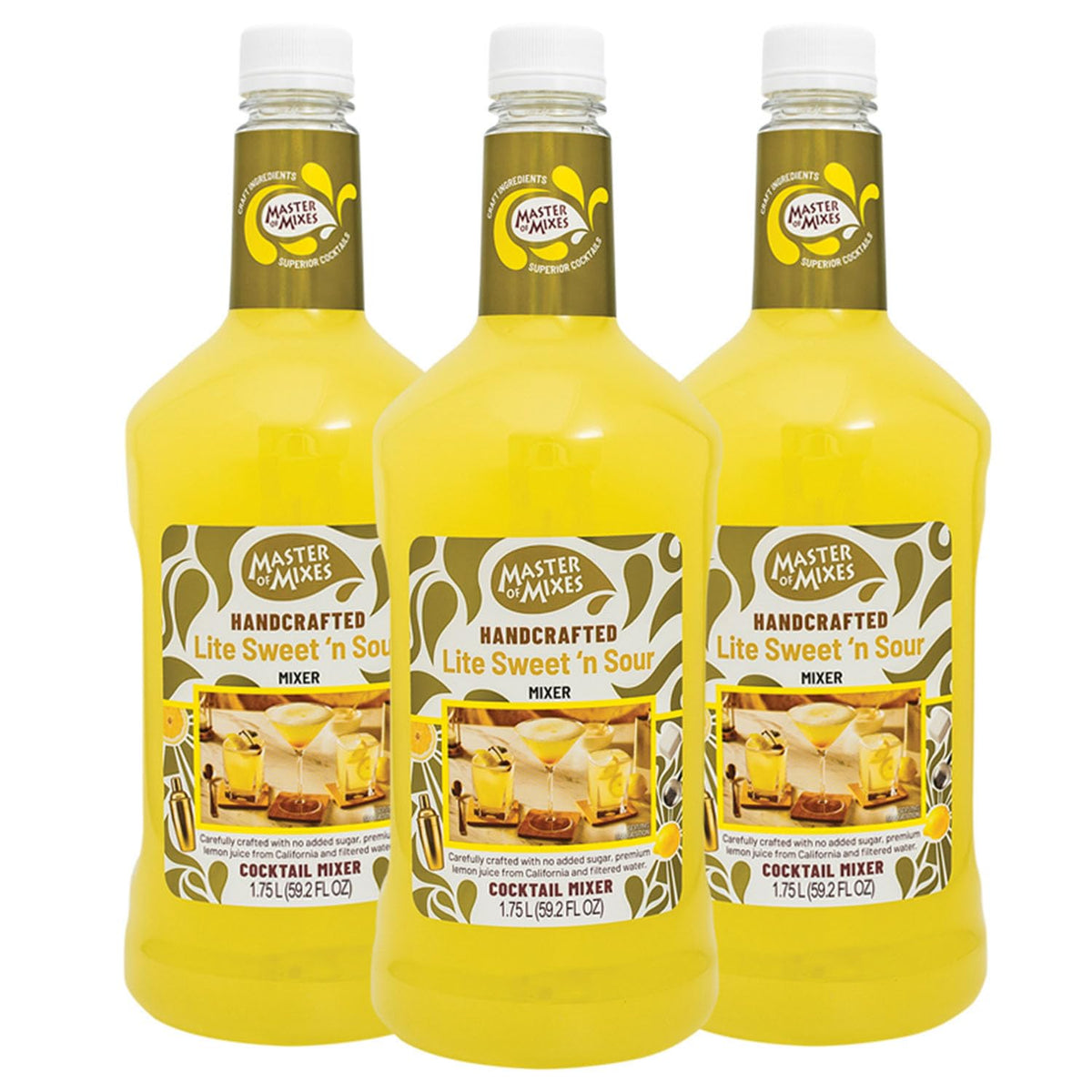 Master of Mixes Sweet N' Sour Lite Drink Mix – Ready To Use, 1.75L Bottle, 3-Pack