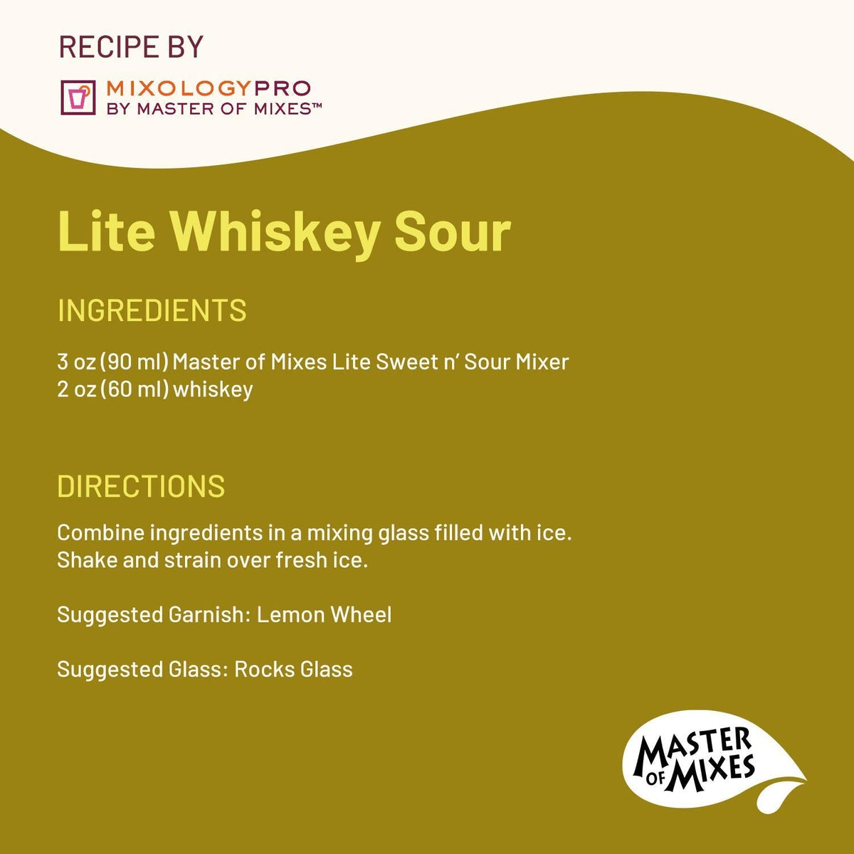 Master of Mixes Sweet N' Sour Lite Drink Mix – Ready To Use, 1.75L Bottle, 3-Pack