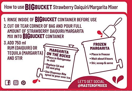 Master of Mixes Strawberry Daiquiri/Margarita Mix BigBucket – Ready to Use, 96 oz