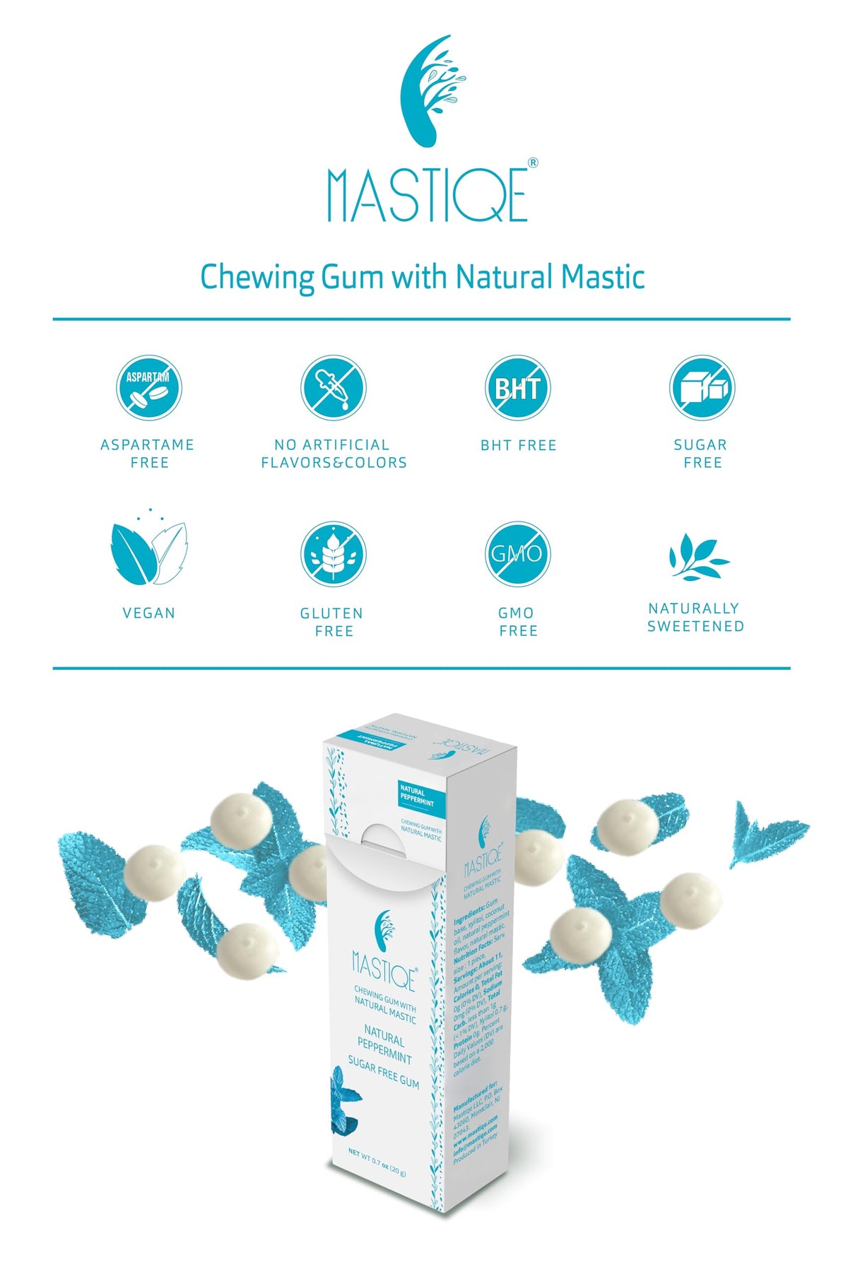 Mastiqe Sugar Free Hard Chewing Gum with Natural Mastic – Variety Pack