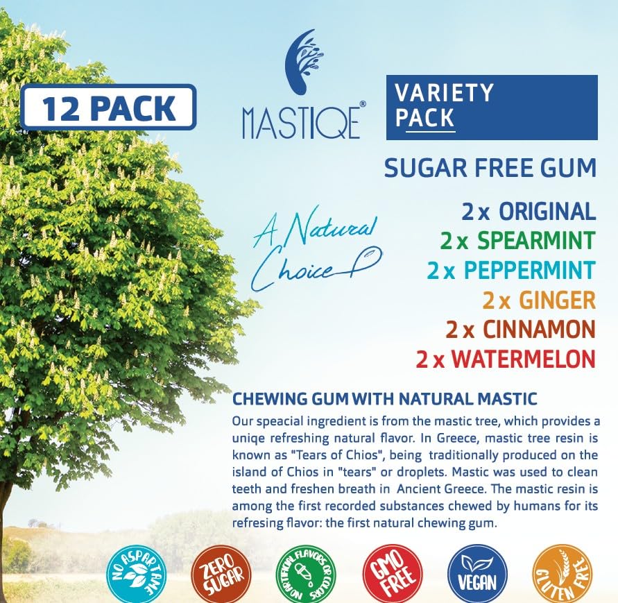 Mastiqe Sugar Free Hard Chewing Gum with Natural Mastic – Variety Pack
