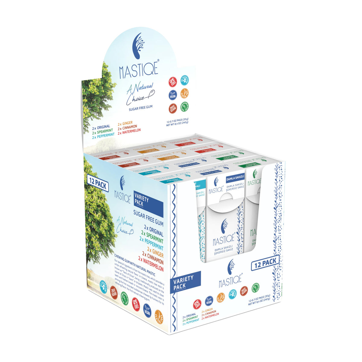 Mastiqe Sugar Free Hard Chewing Gum with Natural Mastic – Variety Pack