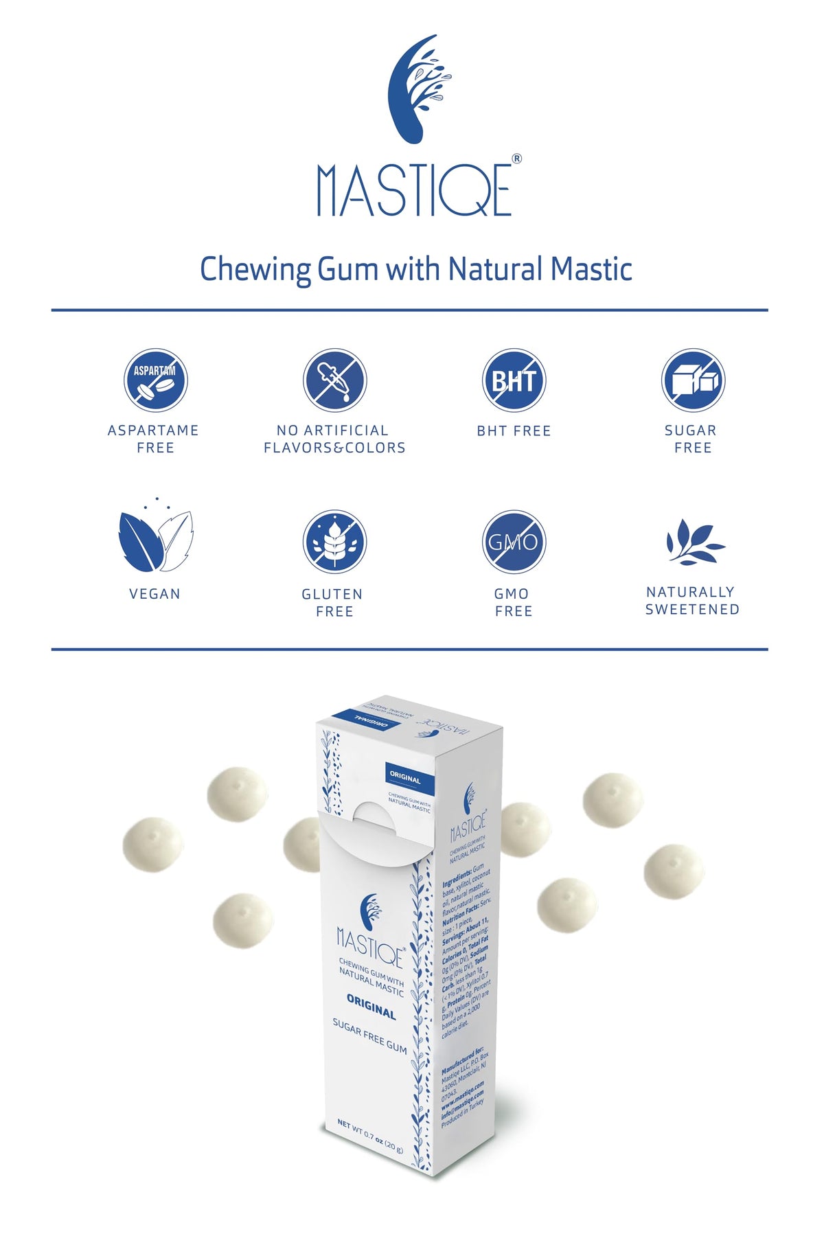 Mastiqe Sugar Free Hard Chewing Gum with Natural Mastic – Variety Pack