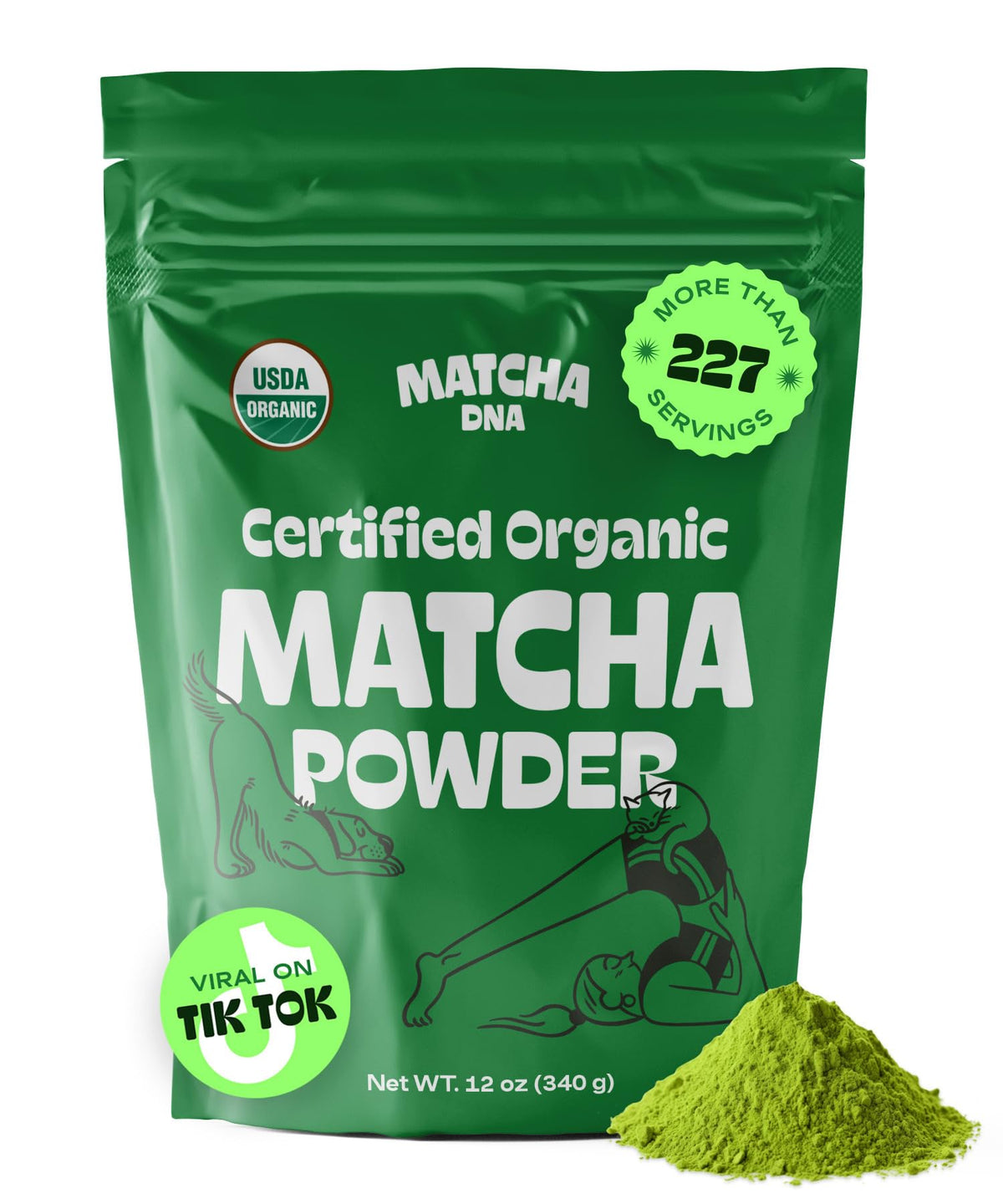 MATCHA DNA Certified Organic Matcha Green Tea Powder – 12 oz Bag