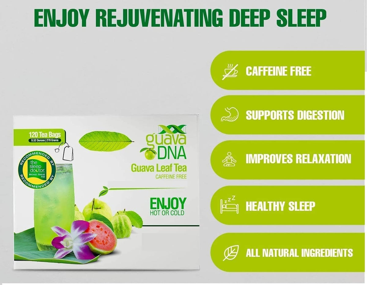 MATCHA DNA Guava Leaf Tea – 120 Individually Wrapped Bags, 100% Pure Guava Leaves