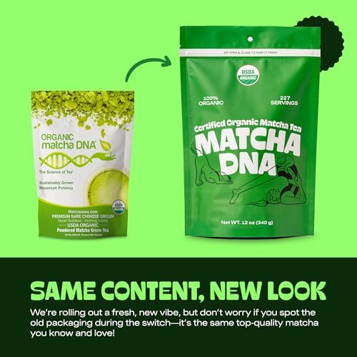 MATCHA DNA Certified Organic Matcha Green Tea Powder – 12 oz Bag