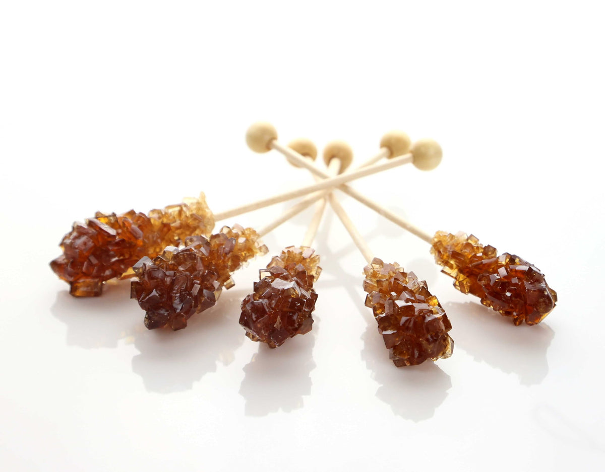 Matchaccino Rock Candy Sugar Sticks – Individually Wrapped Brown Cane Sugar Stirrers (25 Pack)