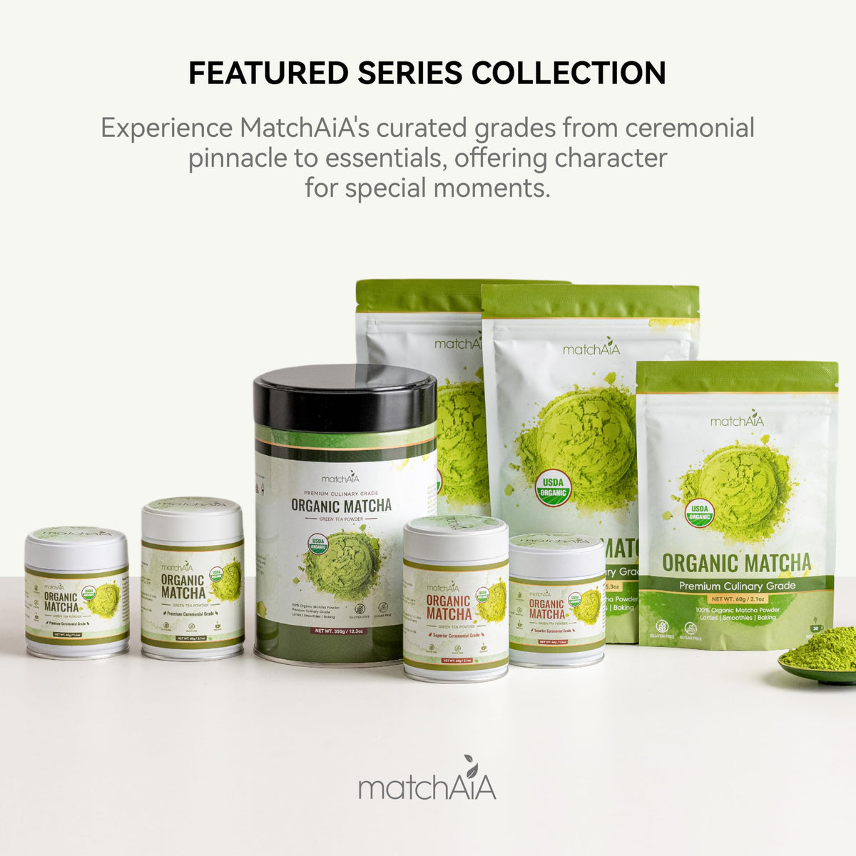 MatchAiA Organic Matcha Green Tea Powder – Premium Culinary Grade, USDA Certified, 350g Tin