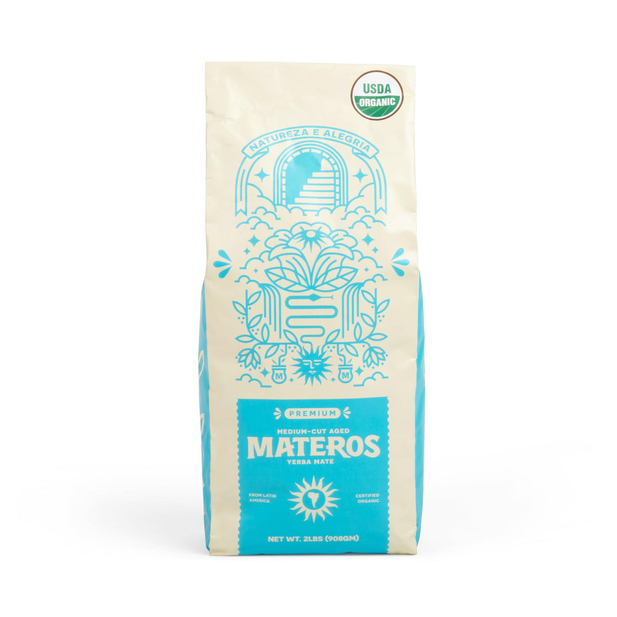 Materos Premium Organic Yerba Mate Tea 2 lb Pack – Unsmoked Medium-Cut