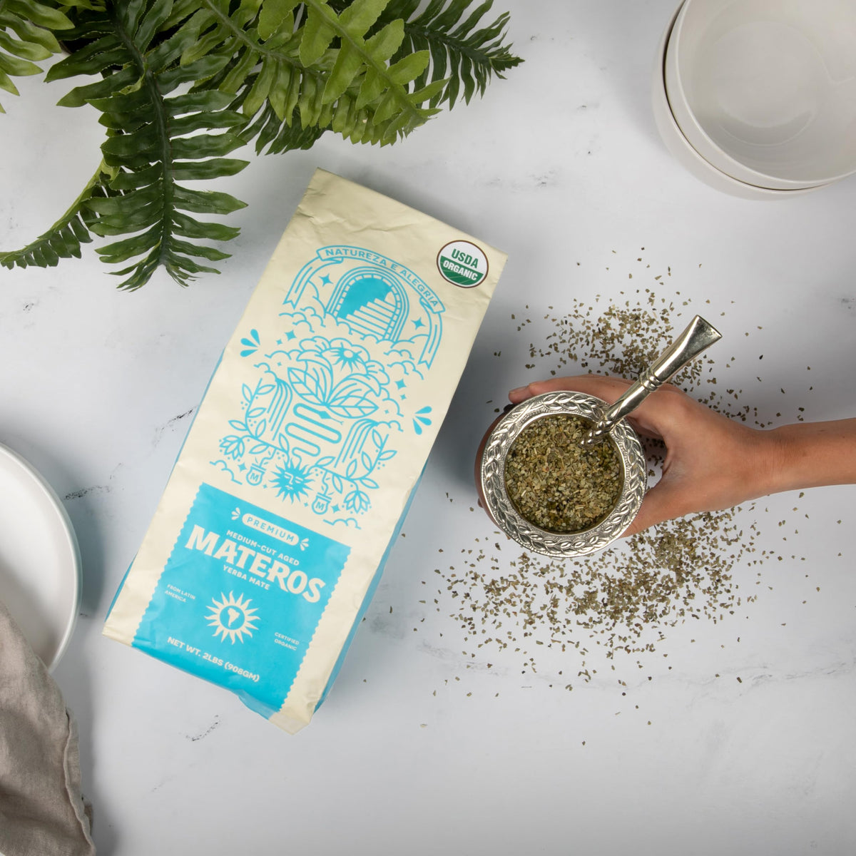 Materos Premium Organic Yerba Mate Tea 2 lb Pack – Unsmoked Medium-Cut