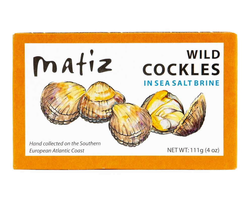 Matiz España Wild Cockles from Galicia — Hand-Packed Berberechos in Natural Sea Salt Brine (4 oz, Pack of 3)
