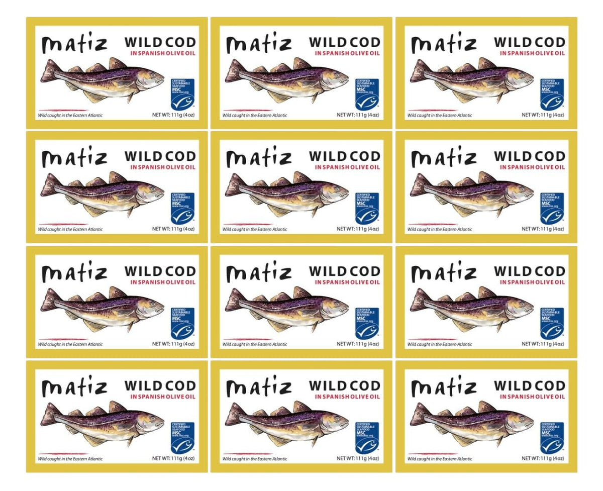 Matiz Wild Cod in Olive Oil | Hand-Packed in Galicia, Spain | 12 Pack