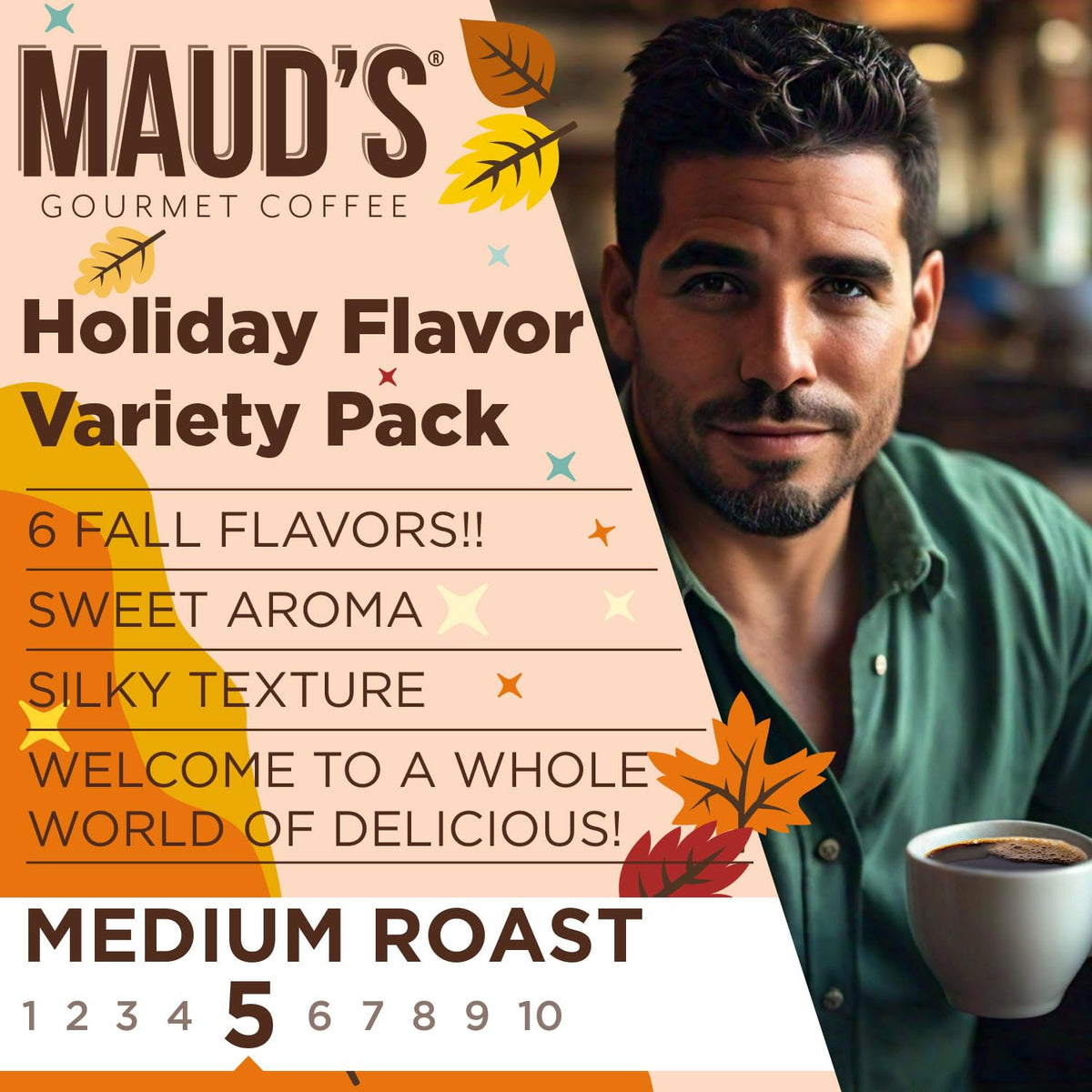 Maud's Fall Flavored Coffee Pods Variety Pack – 42ct, 6 Flavors, Medium Roast, 100% Arabica, Keurig Compatible