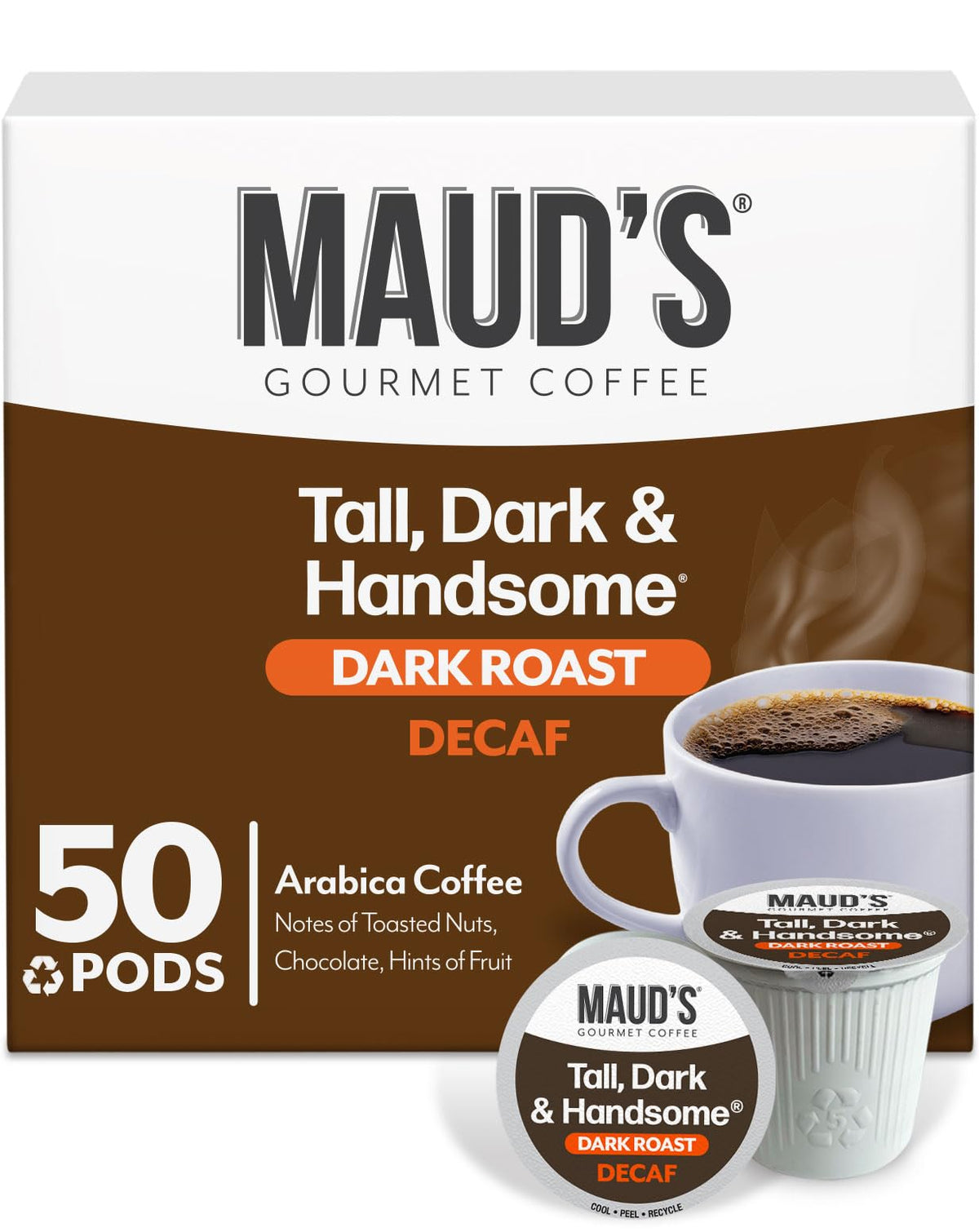 Maud's Decaf Dark Roast Coffee Pods – 50ct, 100% Arabica, Keurig K-Cup Compatible