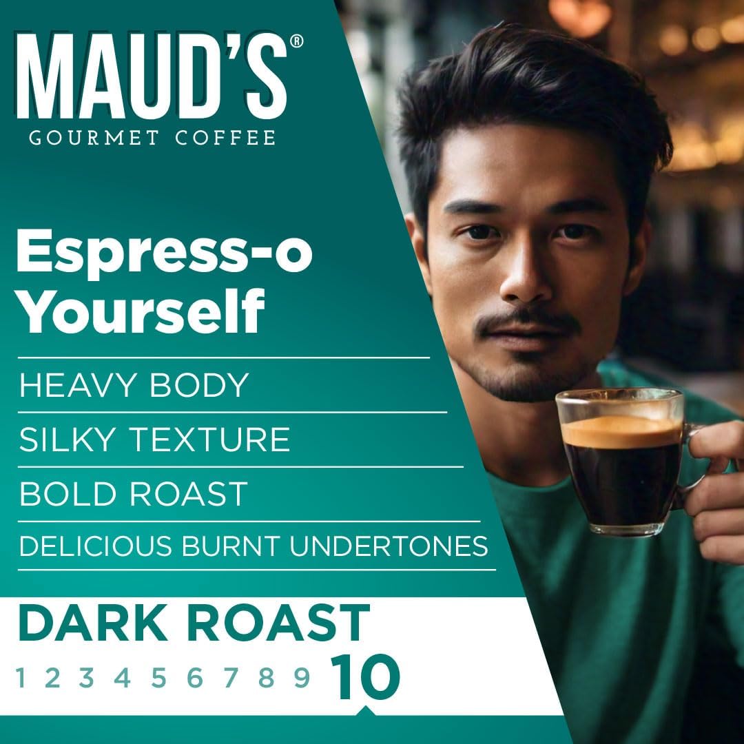 Maud's Espresso Roast Pods – 50 Count, Dark Roast, 100% Arabica, Keurig K-Cup Compatible | MAUD'S