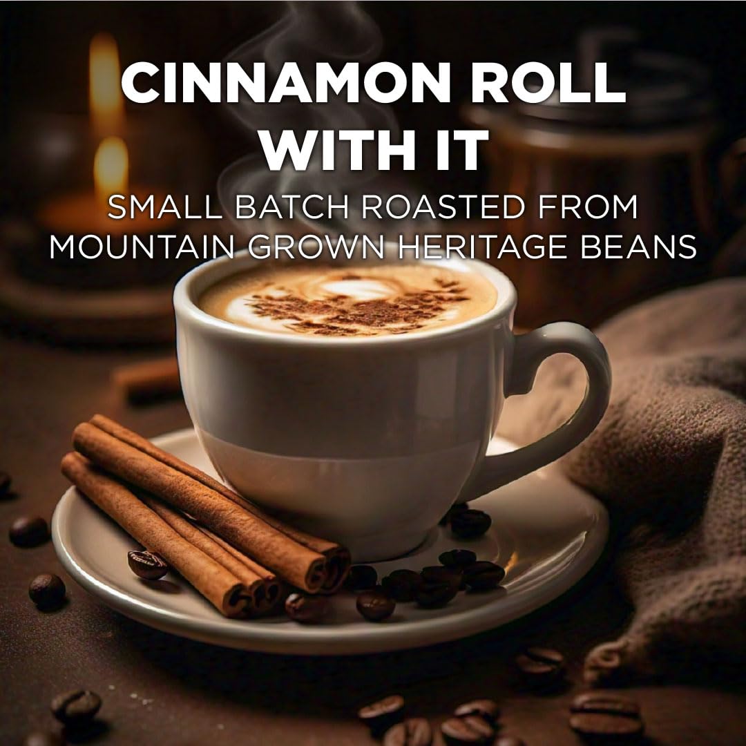 MAUD'S Cinnamon Roll Flavored Coffee Pods – 50 ct, Medium Roast, 100% Arabica, Keurig Compatible