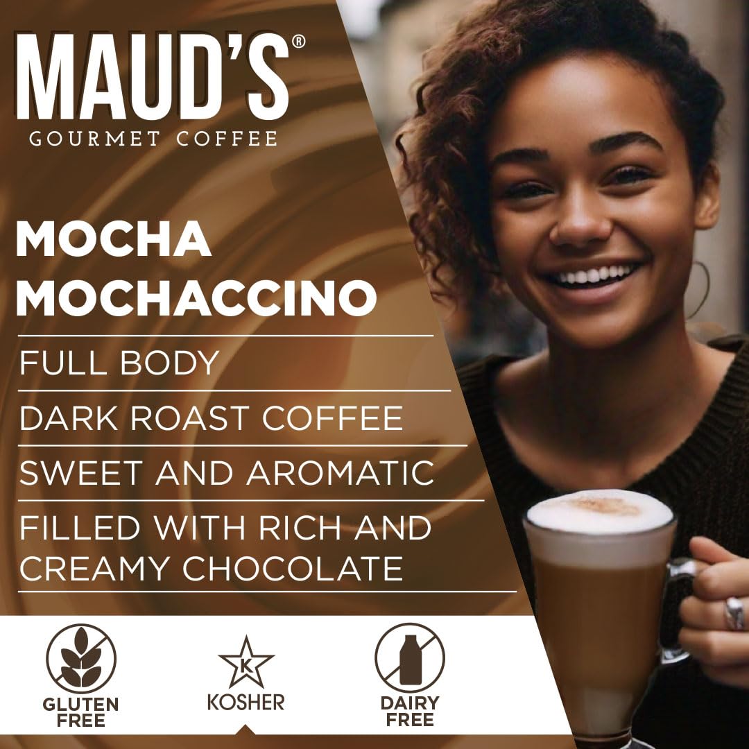Maud's Mochaccino Cappuccino Coffee Pods – 50ct, Dark Chocolate Mocha, 100% Arabica, Keurig K-Cup Compatible