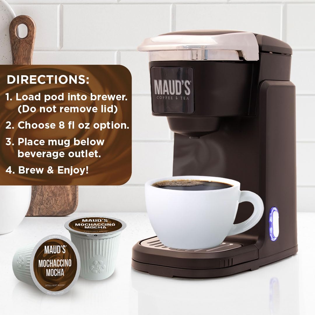 Maud's Mochaccino Cappuccino Coffee Pods – 50ct, Dark Chocolate Mocha, 100% Arabica, Keurig K-Cup Compatible