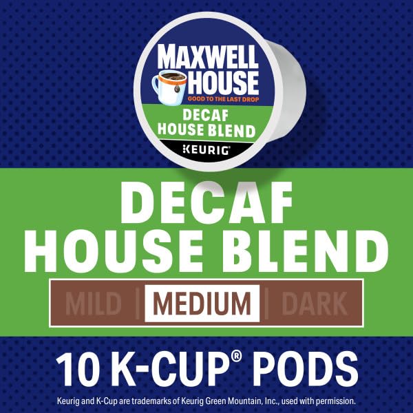 Maxwell House Decaf House Blend K-Cups – Medium Roast, 20 Pods (2 x 10 ct)