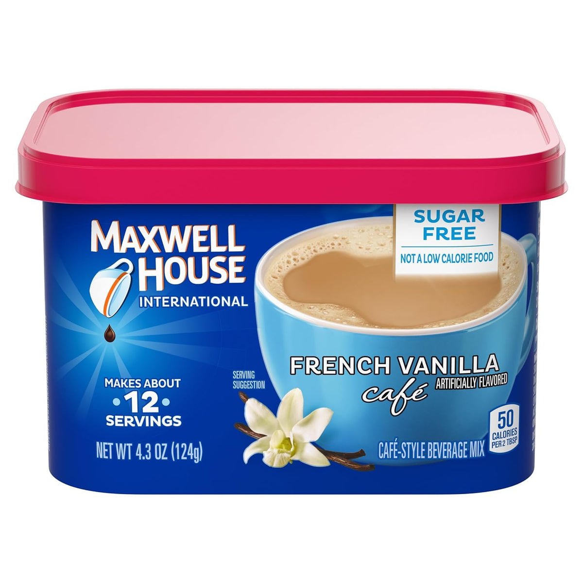 MAXWELL HOUSE International Sugar-Free French Vanilla Instant Coffee Beverage Mix (4 x 4.3 oz)